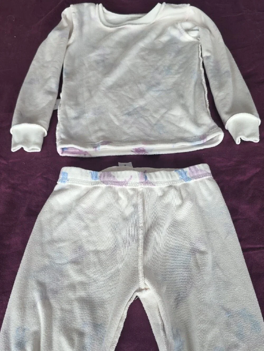 NWOT Girls White Unicorn Print Pajama Set - Fleece Lined Long Sleeve Top & Pants